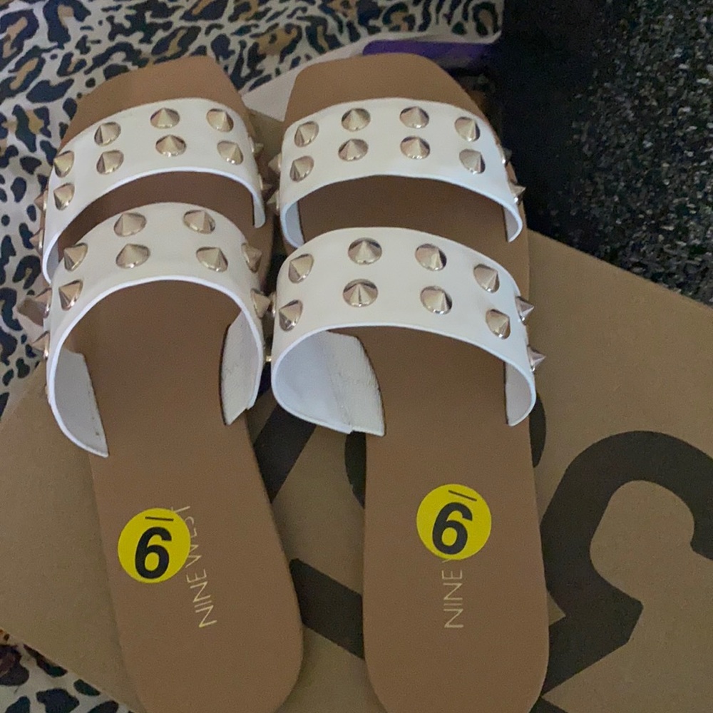 Spikey white sandals